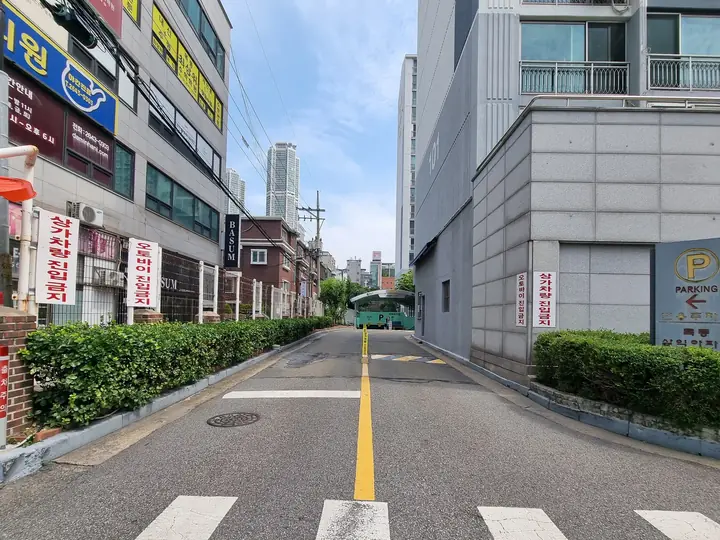상가 사이 단지 안 진입 도로