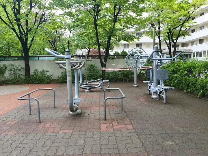 나무 아래 운동기구