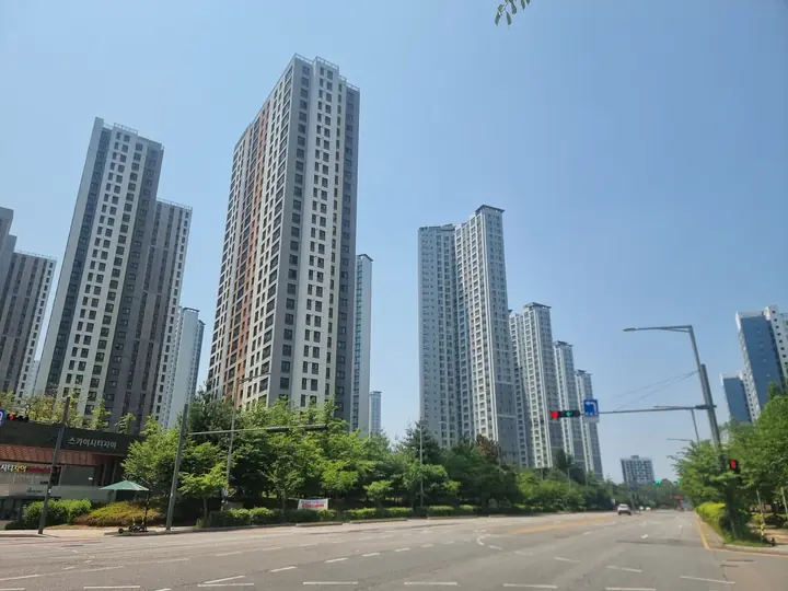 큰길을 따라 늘어선 단지 동들