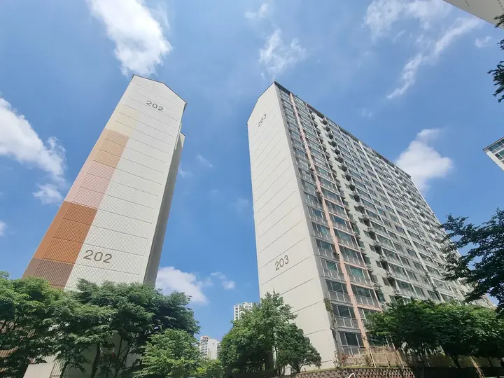 올려다본 202동과 203동